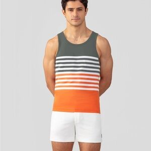 Ron Dorff Men's Striped Tank Top - Grey and Orange Size XXL